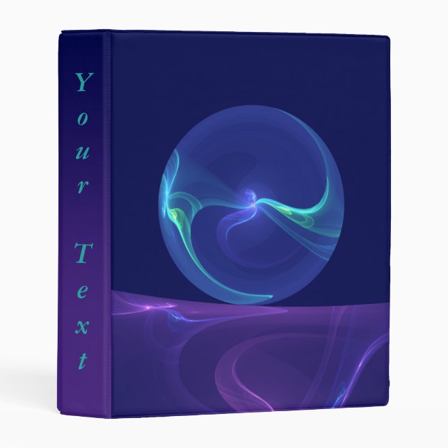 Luminous Blue Purple Dream Abstract Fractal Text Mini Binder (Front/Spine)