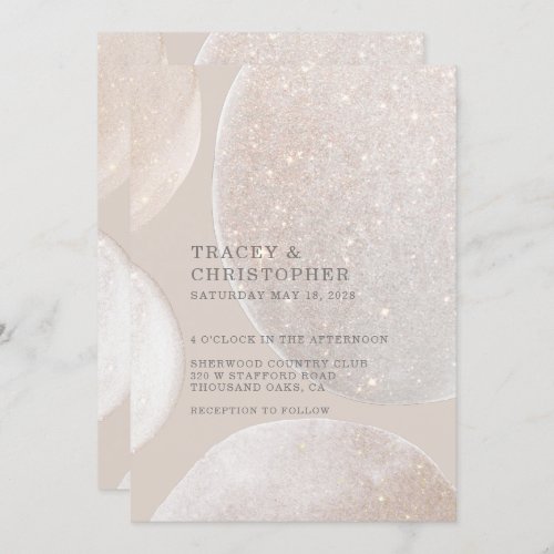 Luminous Blush Fawn Golden Shimmer Wedding Invitation