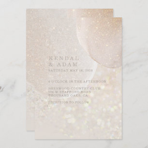 Luminous Blush Pink Fawn Crystal Shimmer Wedding Invitation