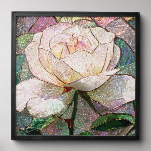 Luminous Blush Rose Faux Stained Glass Pastel Peel And Stick Photo Tile