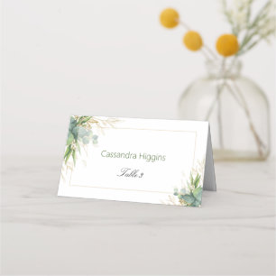 Luminous Botanical Watercolor Green Table Seating Place Card