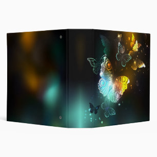 Luminous Butterfly and Night butterflies 3 Ring Binder