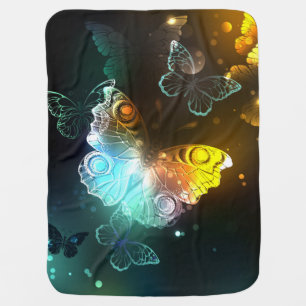 Luminous Butterfly and Night butterflies Baby Blanket