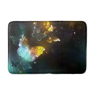 Luminous Butterfly and Night butterflies Bath Mat