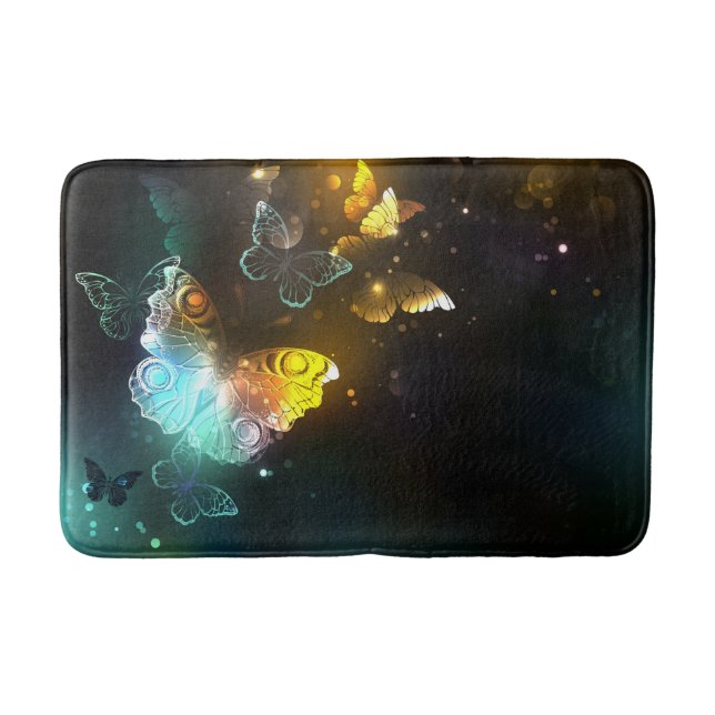 Luminous Butterfly and Night butterflies Bath Mat (Front)