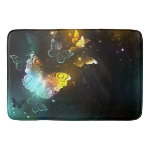 Luminous Butterfly and Night butterflies Bath Mat