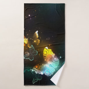Luminous Butterfly and Night butterflies Bath Towel