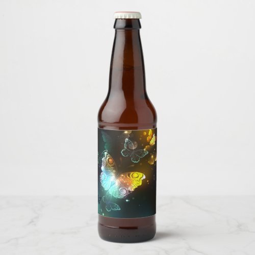 Luminous Butterfly and Night butterflies Beer Bottle Label