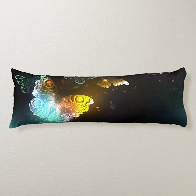 Luminous Butterfly and Night butterflies Body Pillow (Front)
