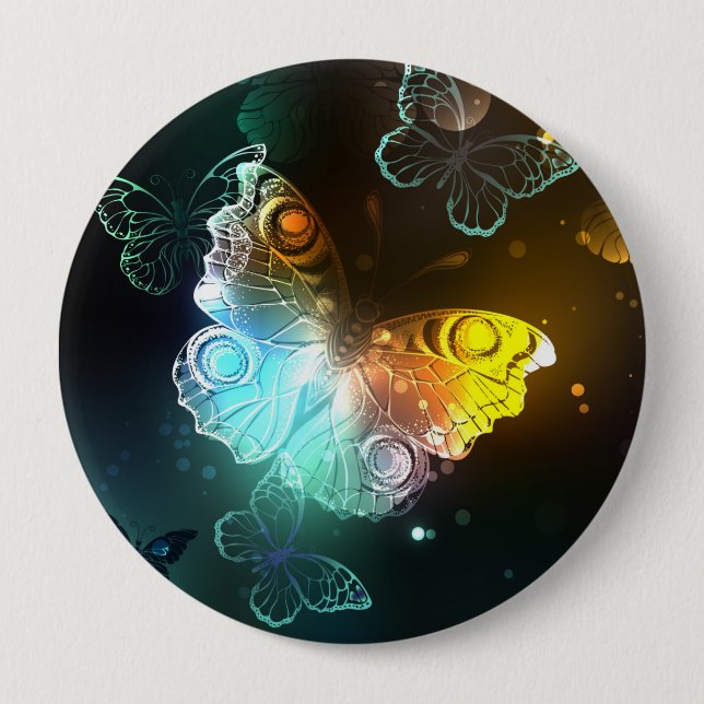 Luminous Butterfly and Night butterflies Button (Front)