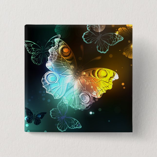 Luminous Butterfly and Night butterflies Button (Front)
