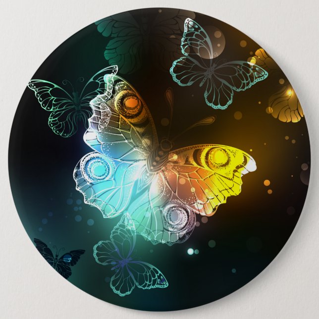 Luminous Butterfly and Night butterflies Button (Front)