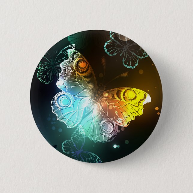 Luminous Butterfly and Night butterflies Button (Front)