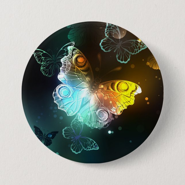 Luminous Butterfly and Night butterflies Button (Front)