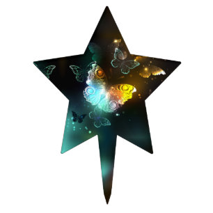 Luminous Butterfly and Night butterflies Cake Topper