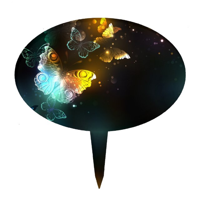 Luminous Butterfly and Night butterflies Cake Topper (Front)