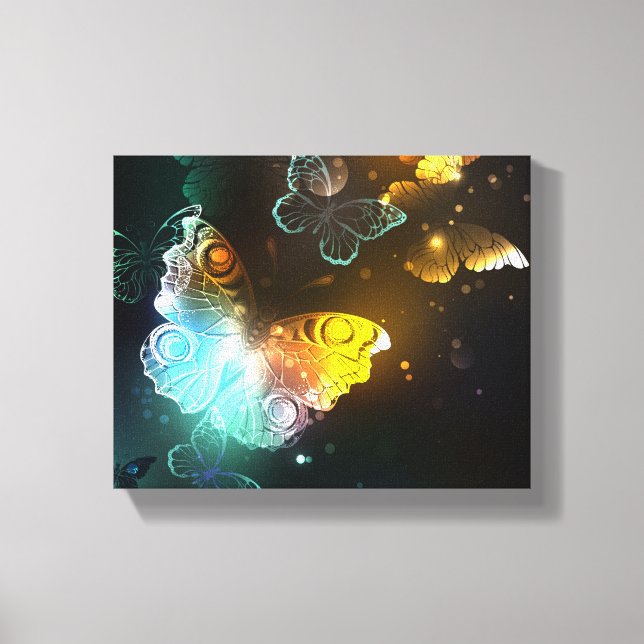 Luminous Butterfly and Night butterflies Canvas Print (Front)