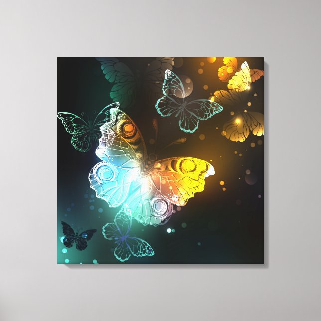 Luminous Butterfly and Night butterflies Canvas Print (Front)