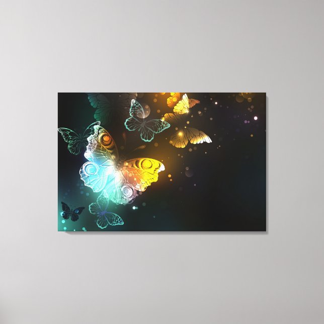 Luminous Butterfly and Night butterflies Canvas Print (Front)