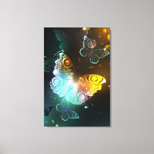 Luminous Butterfly and Night butterflies Canvas Print (Front)