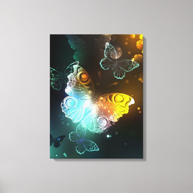 Luminous Butterfly and Night butterflies Canvas Print (Front)