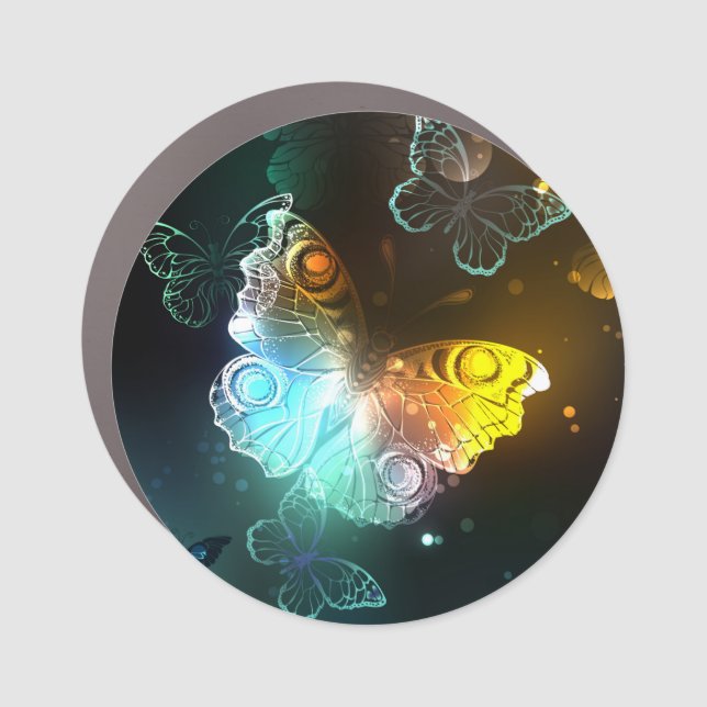 Luminous Butterfly and Night butterflies Car Magnet (Front)