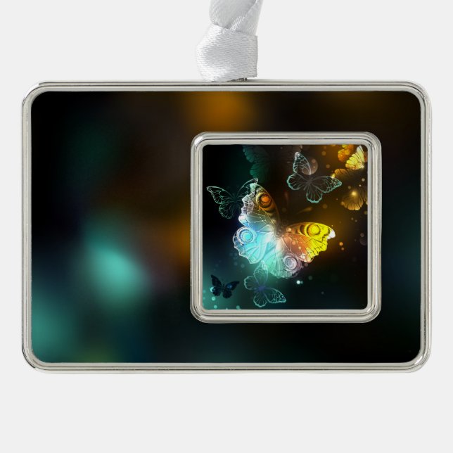 Luminous Butterfly and Night butterflies Christmas Ornament (Front)