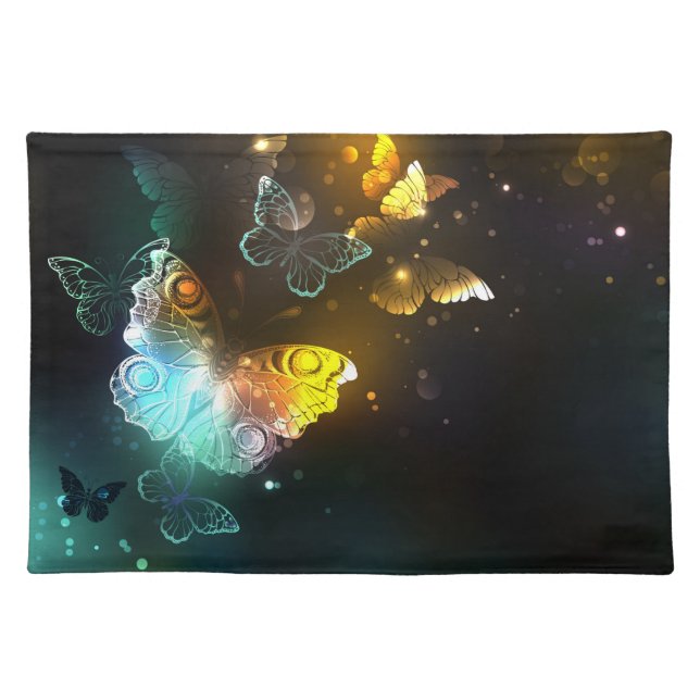 Luminous Butterfly and Night butterflies Cloth Placemat (Front)