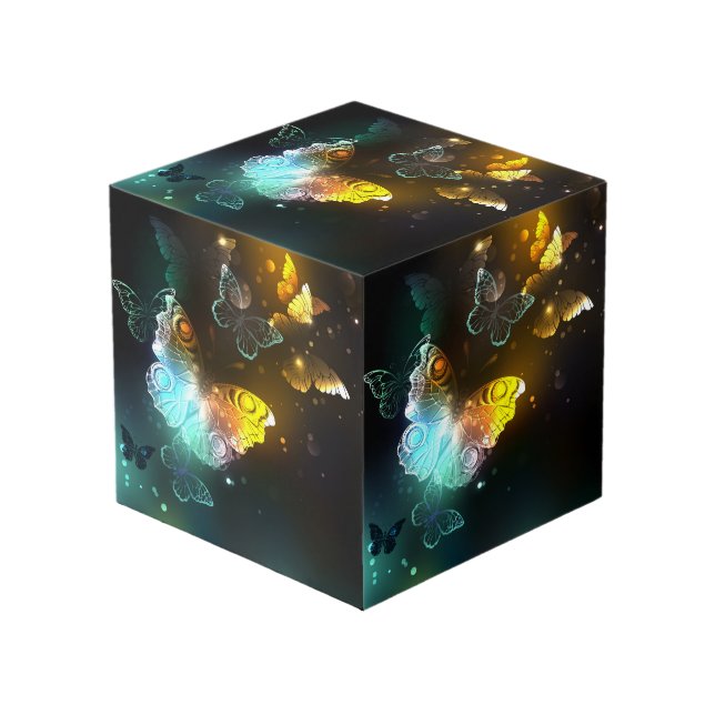 Luminous Butterfly and Night butterflies Cube (Front Angled)