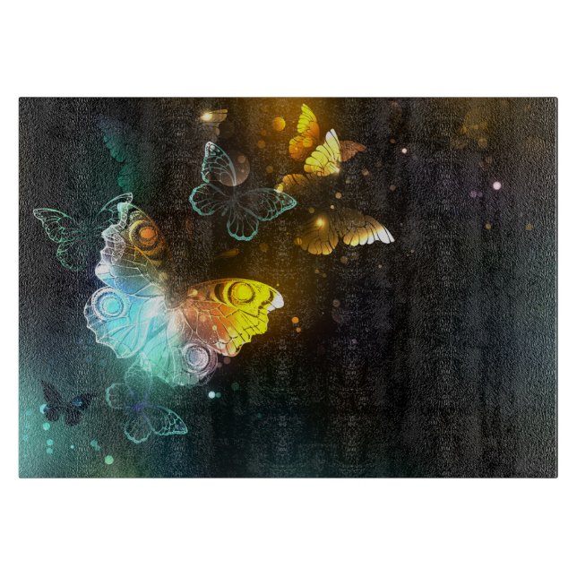 Luminous Butterfly and Night butterflies Cutting Board (Front)