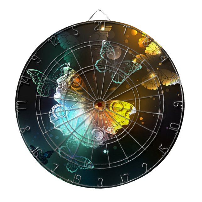 Luminous Butterfly and Night butterflies Dart Board (Front)