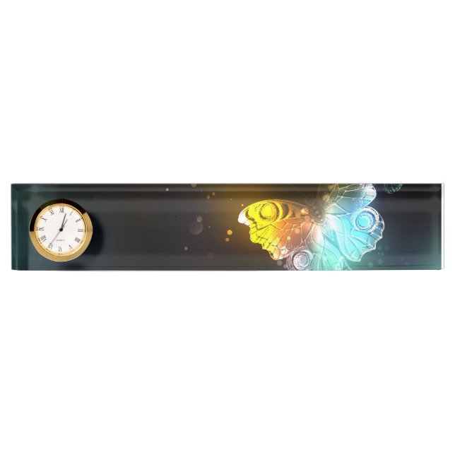 Luminous Butterfly and Night butterflies Desk Name Plate (Front)