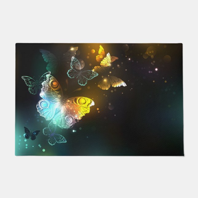 Luminous Butterfly and Night butterflies Doormat (Front)