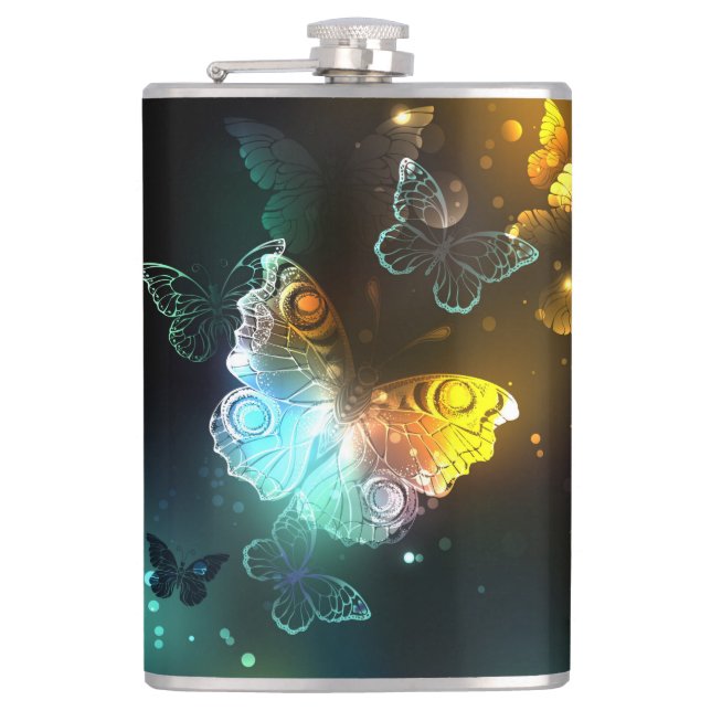 Luminous Butterfly and Night butterflies Flask (Front)