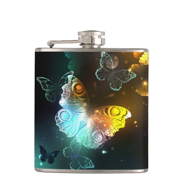Luminous Butterfly and Night butterflies Flask (Front)