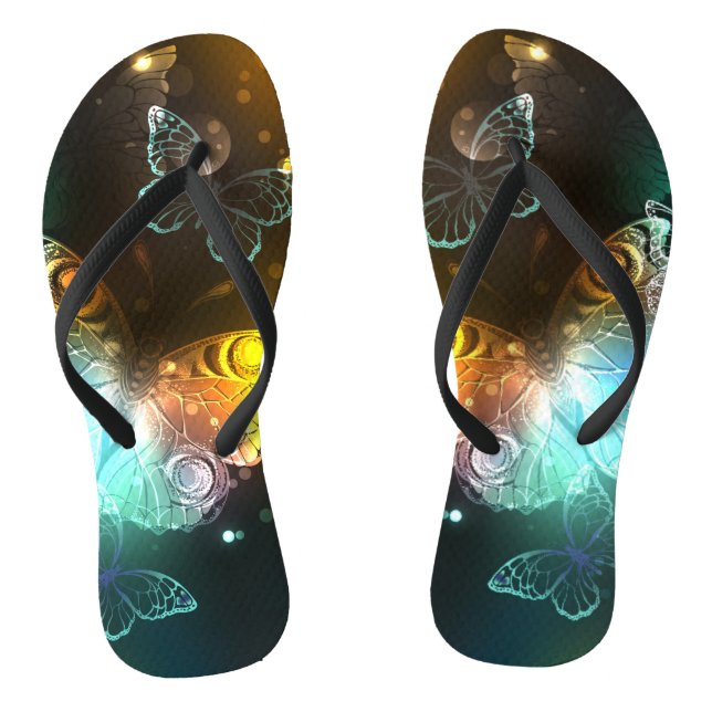 Luminous Butterfly and Night butterflies Flip Flops (Footbed)