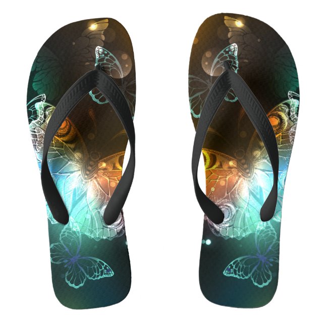 Luminous Butterfly and Night butterflies Flip Flops (Footbed)