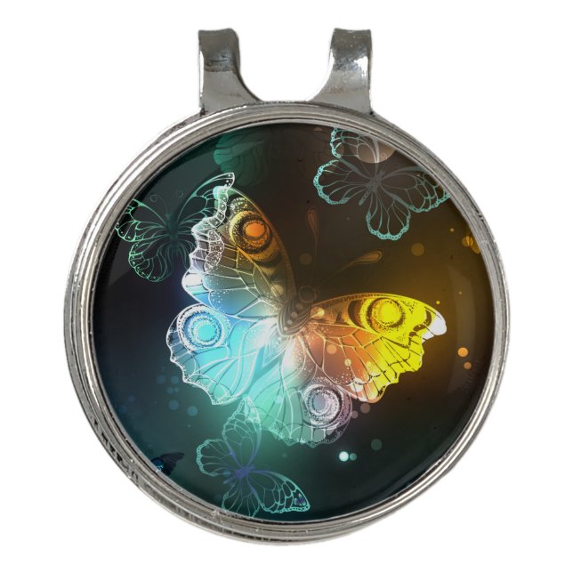 Luminous Butterfly and Night butterflies Golf Hat Clip (Front)