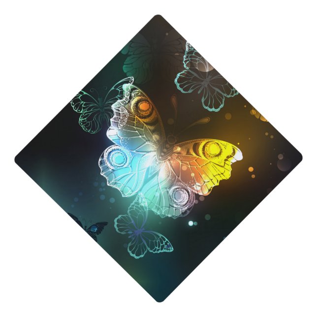 Luminous Butterfly and Night butterflies Graduation Cap Topper (Front)