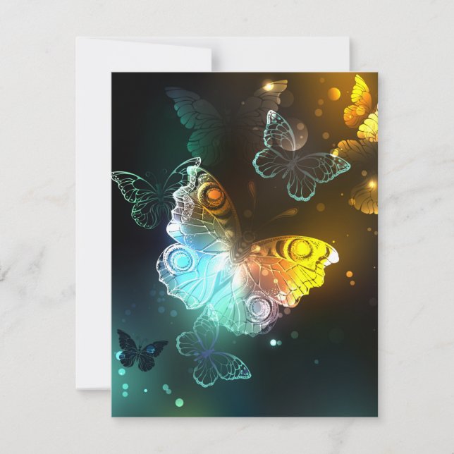 Luminous Butterfly and Night butterflies Holiday Card (Front)