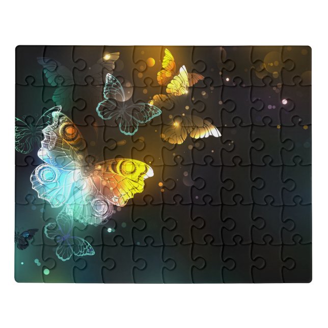 Luminous Butterfly and Night butterflies Jigsaw Puzzle (Puzzle Horizontal)