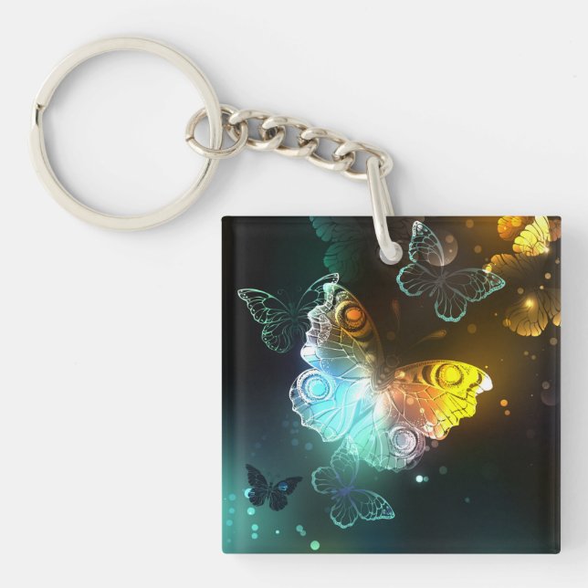 Luminous Butterfly and Night butterflies Keychain (Front)