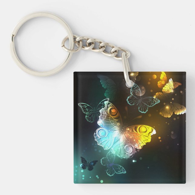 Luminous Butterfly and Night butterflies Keychain (Front)