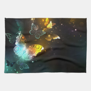 Luminous Butterfly and Night butterflies Kitchen Towel