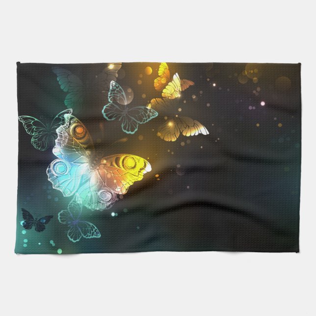 Luminous Butterfly and Night butterflies Kitchen Towel (Horizontal)