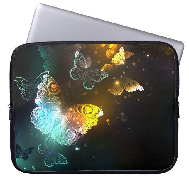 Luminous Butterfly and Night butterflies Laptop Sleeve (Front)
