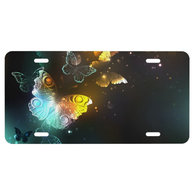 Luminous Butterfly and Night butterflies License Plate (Front)