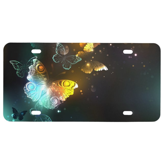 Luminous Butterfly and Night butterflies License Plate (Front)