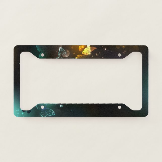 Luminous Butterfly and Night butterflies License Plate Frame (Front)