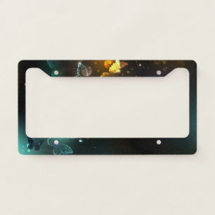 Luminous Butterfly and Night butterflies License Plate Frame
